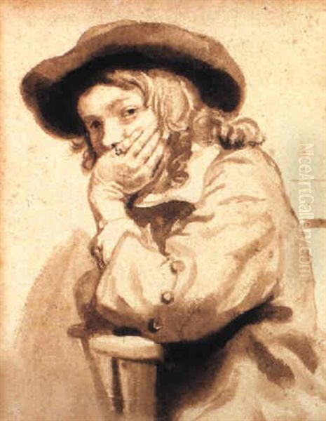 Seated Young Boy In A Hat Oil Painting by Gerbrand Van Den Eeckhout