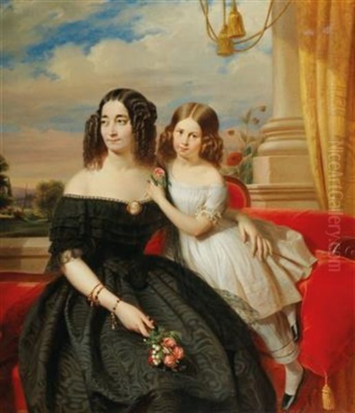 Madame Chesnaye And Her Daughter by Jacques Joseph Eeckhout