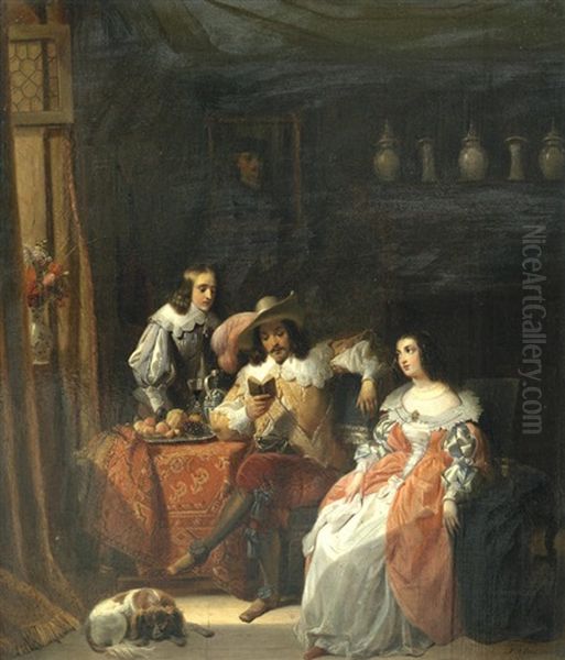 The Reading Oil Painting by Jacques Joseph Eeckhout