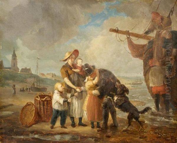 The Return Of The Fishermen Oil Painting by Jacques Joseph Eeckhout