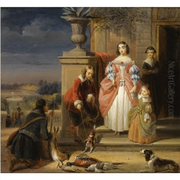 After The Hunt Oil Painting by Jacques Joseph Eeckhout