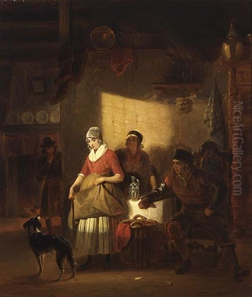 Kitchen Interior Oil Painting by Jacques Joseph Eeckhout