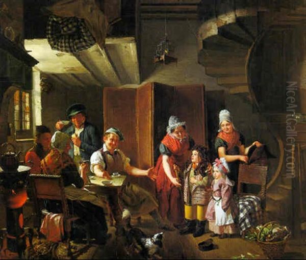 Children Playing Dress-up Oil Painting by Jacques Joseph Eeckhout