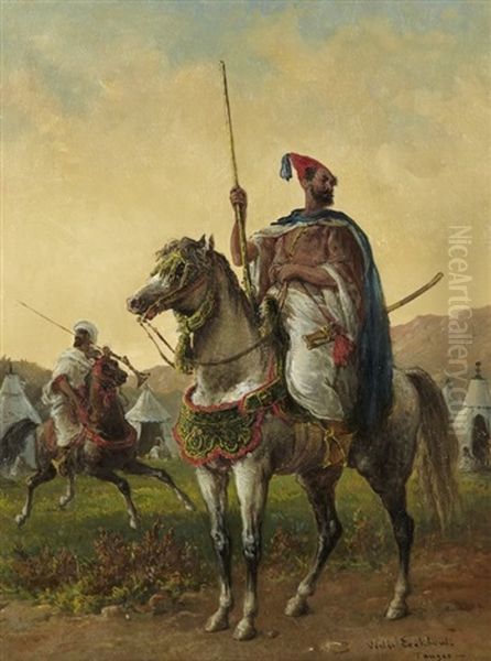 Moghazni A Cheval A Tanger, A Moghazni Rider In Tanger Oil Painting by Victor Eeckhout