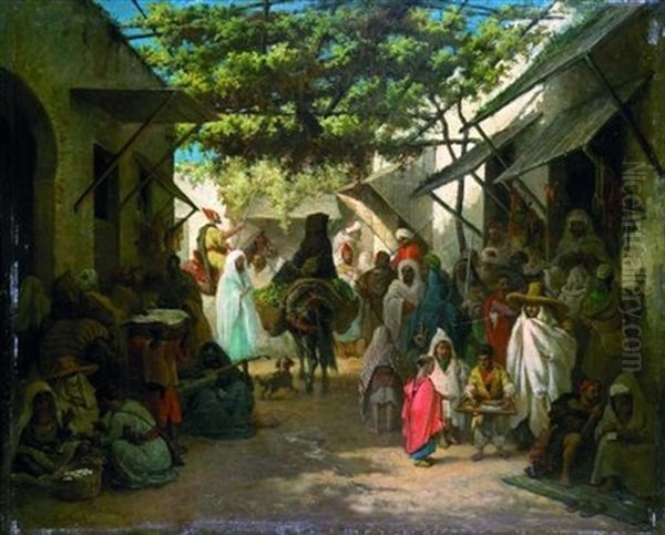 Marche A Tanger Oil Painting by Victor Eeckhout