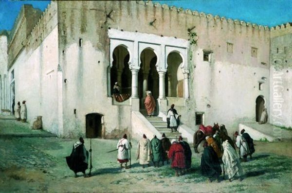 La Tresorerie (beit El-mal) A Tanger, Appele Communement Le Palais De Justice Oil Painting by Victor Eeckhout