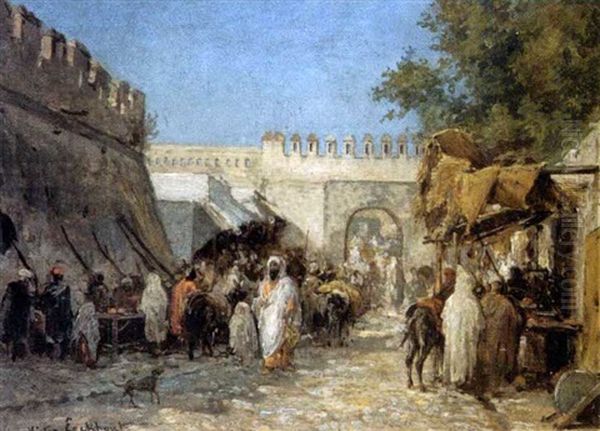 Les Souks Devant Les Remparts by Victor Eeckhout