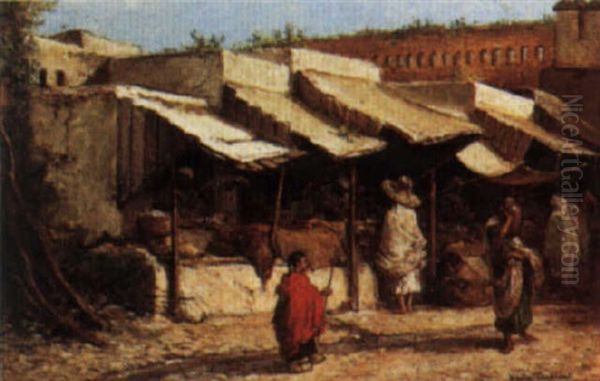 Tangiers Market Oil Painting by Victor Eeckhout