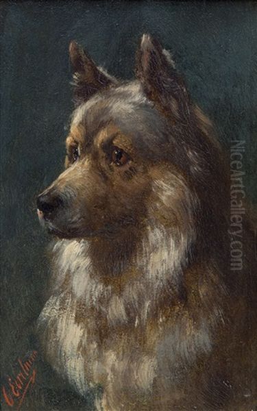 Portait Of An Alsatian Oil Painting by Otto Eerelman