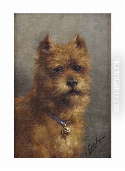 A Terrier Oil Painting by Otto Eerelman