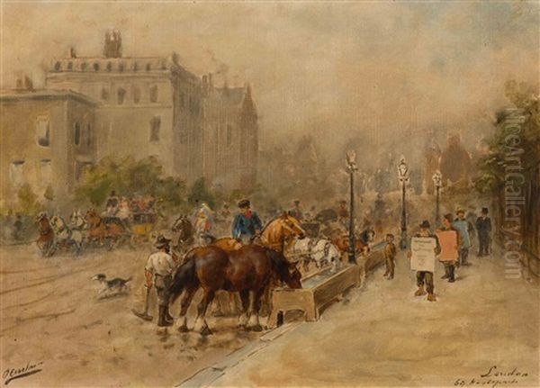 Londen Bij Hyde Park Oil Painting by Otto Eerelman