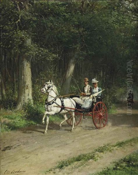 A Morning Ride In The Forest Oil Painting by Otto Eerelman