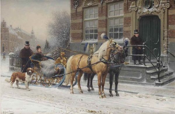 The Royal Sleigh Ride Oil Painting by Otto Eerelman