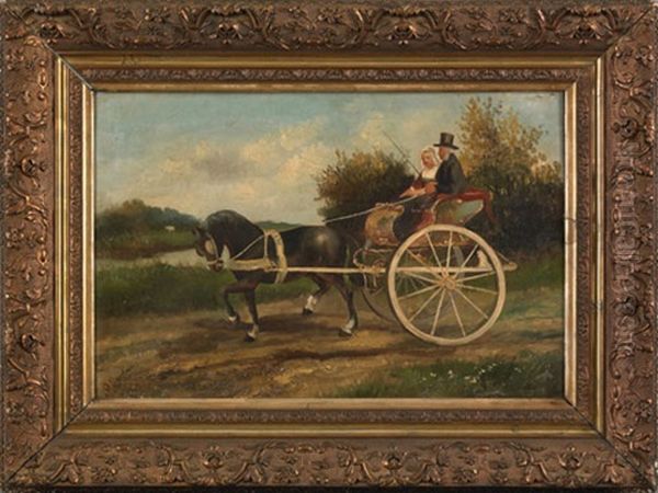 Of A Father And Bride Riding A Carriage Oil Painting by Otto Eerelman