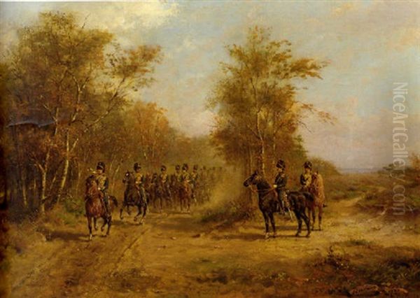 A Parade For The Commander In Chief Of The Royal Netherlands Horse Artillery During A Field Exercise Oil Painting by Otto Eerelman