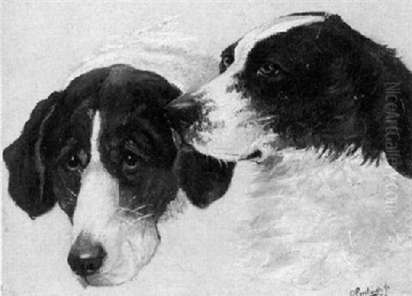 Portrait Zweier Jagdhunde Oil Painting by Otto Eerelman