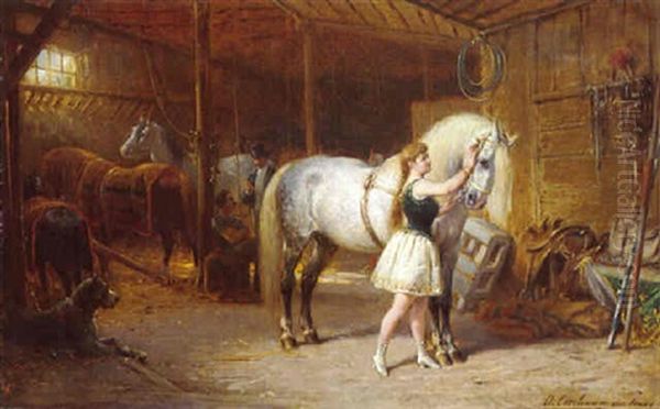 The Stables Of The Scheveningen Circus Oil Painting by Otto Eerelman