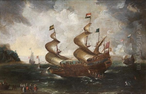 L'abordage Oil Painting by Andries Van Eertvelt