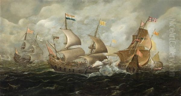 Batalla Naval Oil Painting by Andries Van Eertvelt