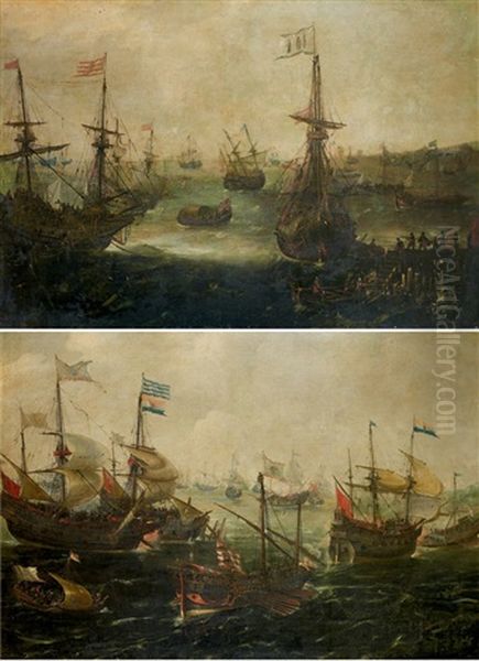 Batailles Navales Oil Painting by Andries Van Eertvelt