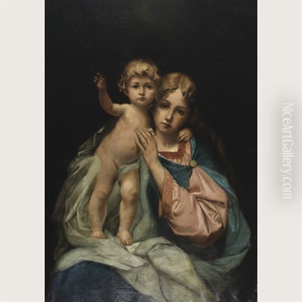 Madonna And Child Oil Painting by Hermann Effenberger