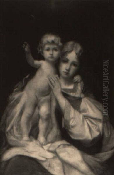 Madonna And Child Oil Painting by Hermann Effenberger