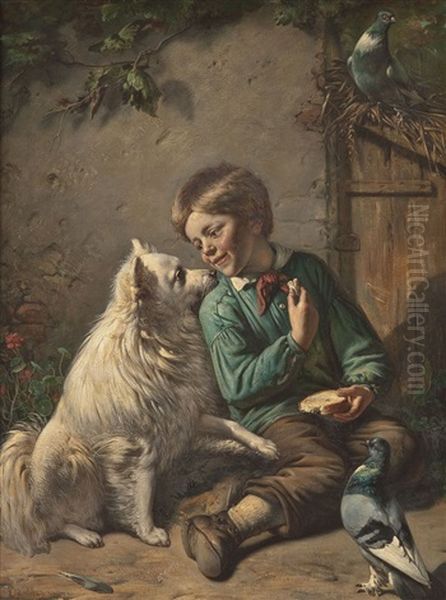 Das Bettelnde Hundchen Oil Painting by Johannes Hinderikus Egenberger