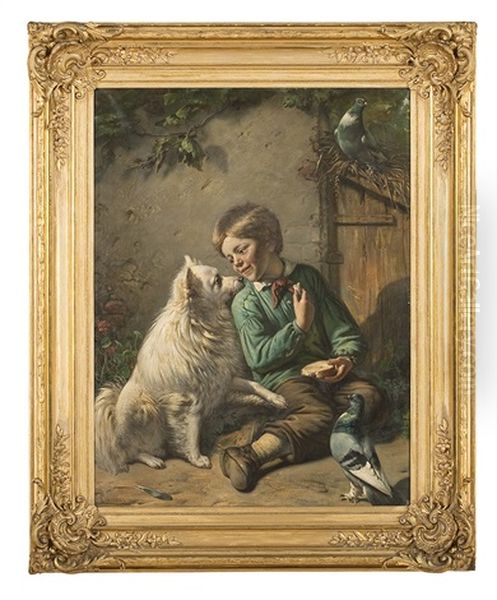 Das Bettelnde Hundchen Oil Painting by Johannes Hinderikus Egenberger