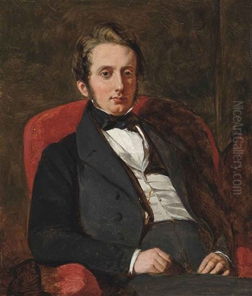 Portrait Of Henry Charles Hamilton, Seated Half-length Oil Painting by Augustus Leopold Egg