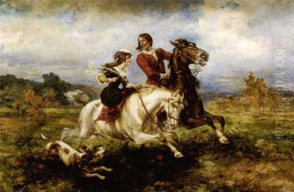 Konigliches Paar Beim Ausritt Oil Painting by Gustav Eggena