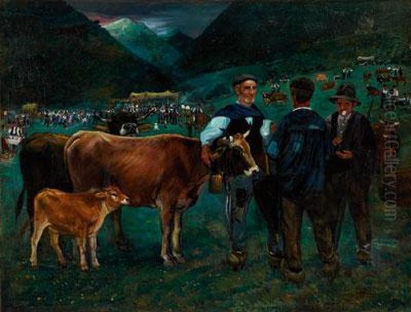 Fiesta Popular Enlas Montanas Oil Painting by Alberto Arrue Valle