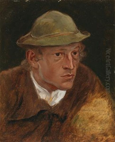 Portrait Of A Young Man/simon Moser Oil Painting by Albin Egger-Lienz