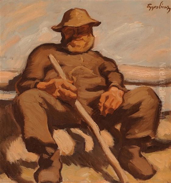 Ruhender Hirte Oil Painting by Albin Egger-Lienz