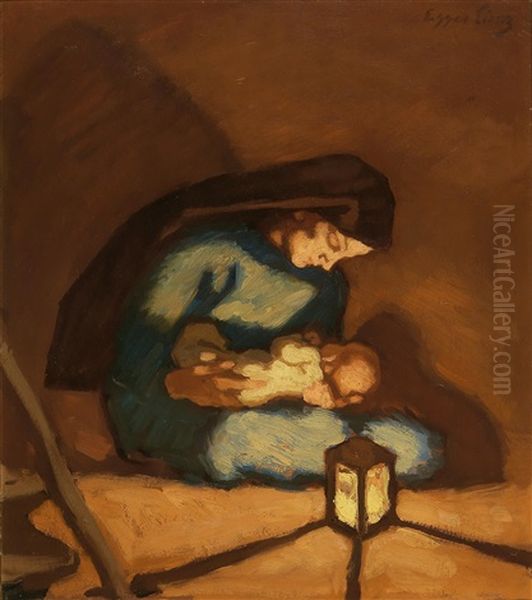 Madonna Oil Painting by Albin Egger-Lienz