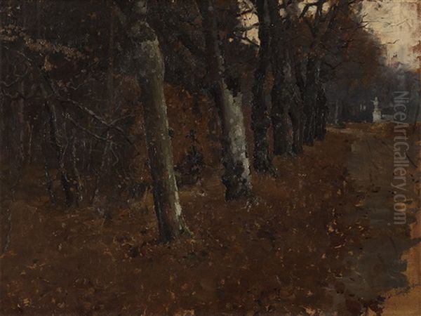 Alley In The Park Oil Painting by Albin Egger-Lienz