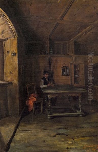 Wirtshaus In Der Tammerburg Bei Lienz Oil Painting by Albin Egger-Lienz