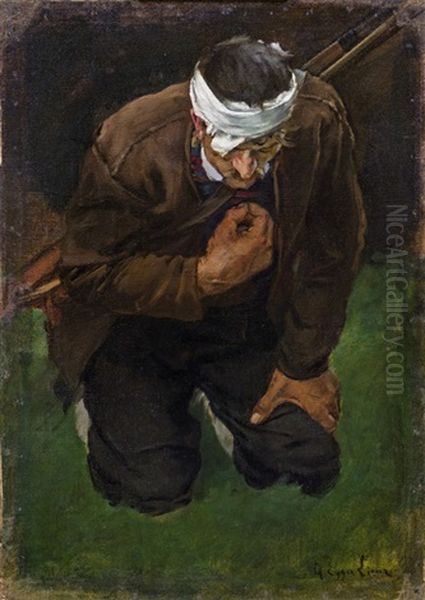 Kniender Bauer, Studie Zum Ave Maria Nach Der Schlacht Am Bergisel by Albin Egger-Lienz