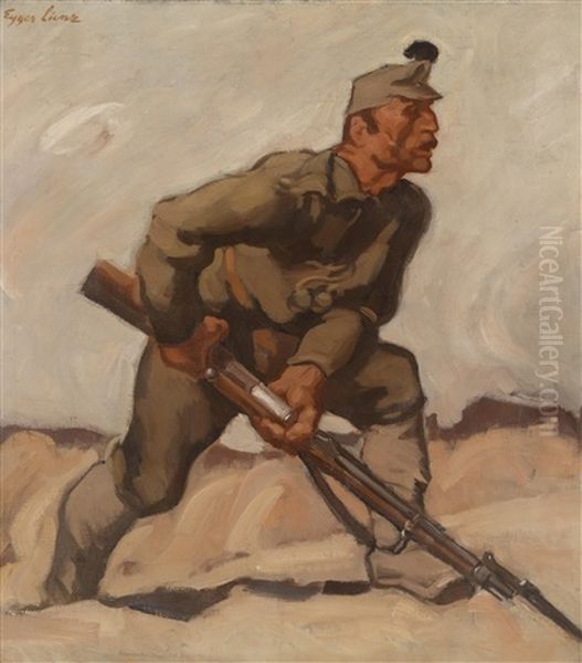 Kaiserschutze (dolomitenwacht) Oil Painting by Albin Egger-Lienz