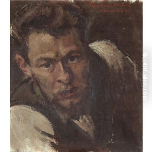 Bildnis Otto Kunz Oil Painting by Albin Egger-Lienz