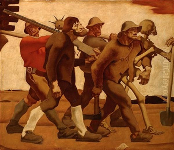 Totentanz 1809 Oil Painting by Albin Egger-Lienz