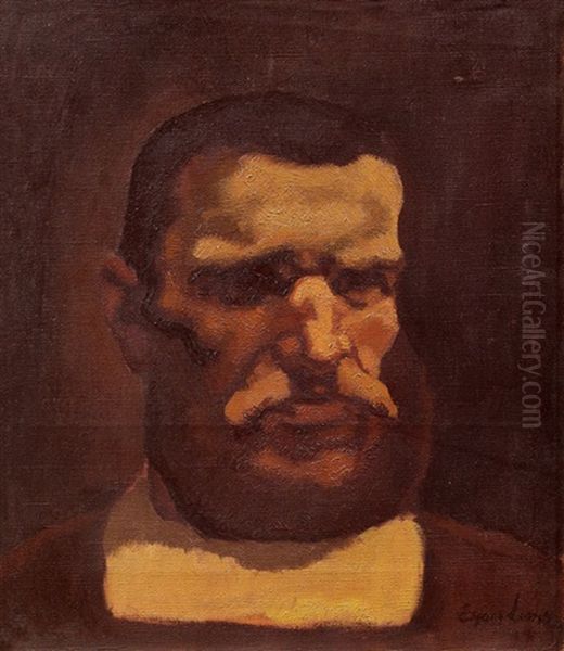 Kopfstudie Zum Bauer In Das Leben Oil Painting by Albin Egger-Lienz