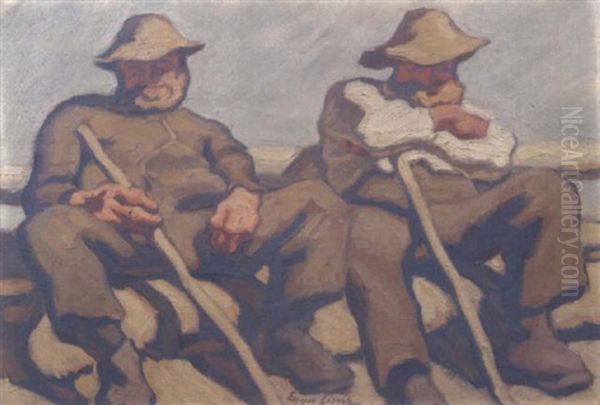 Ruhende Hirten Oil Painting by Albin Egger-Lienz