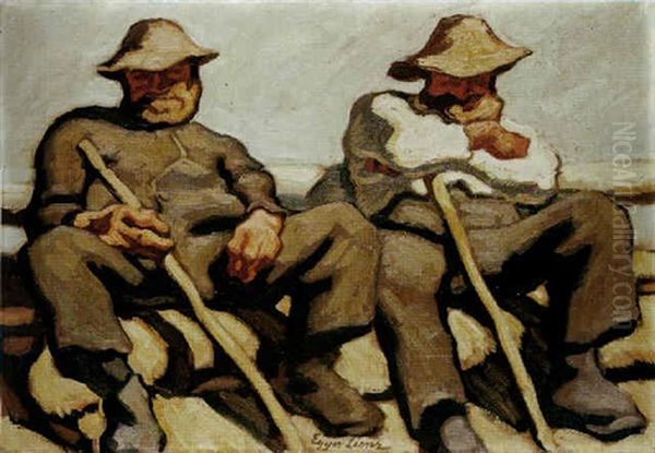 Ruhende Hirten Oil Painting by Albin Egger-Lienz