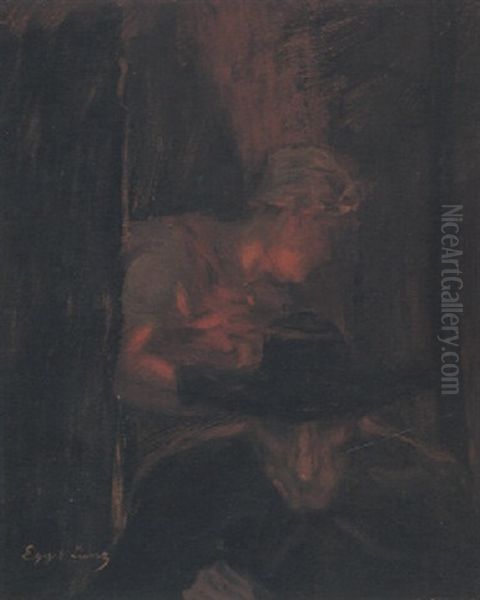 Christnacht Ii Oil Painting by Albin Egger-Lienz