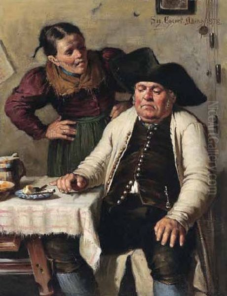 Der Alte Schwerenoter Und Seine Frau Oil Painting by Sigmund Eggert