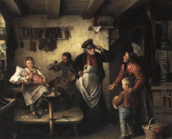 In Der Schusterwerkstatt Oil Painting by Sigmund Eggert