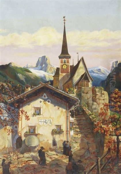 Bergkirche Oil Painting by Hans Eggimann