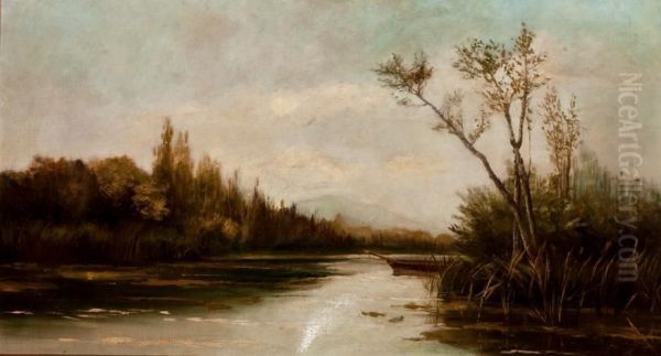 Paisaje Fluvial Oil Painting by Eugenio Arruti Y Gonzalez-Pola