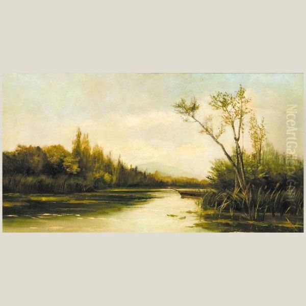 Paisaje Fluvial Oil Painting by Eugenio Arruti Y Gonzalez-Pola