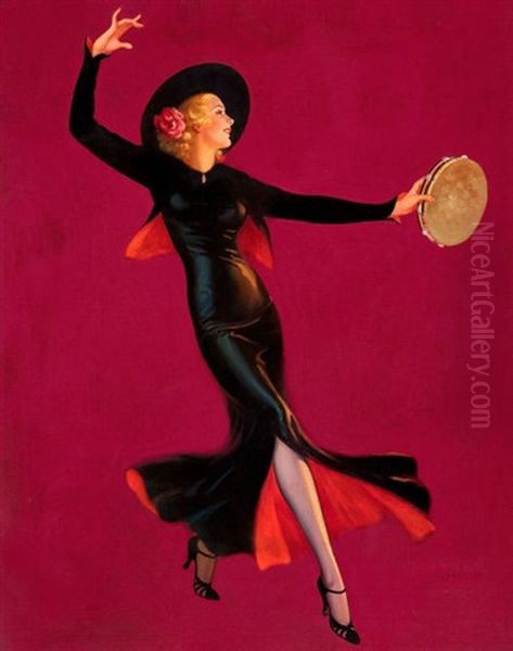 Tambourine Dancer Oil Painting by Edward Mason Eggleston